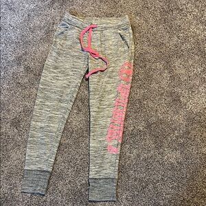 PINK Victoria's Secret Heather Grey Joggers with Pink Logo